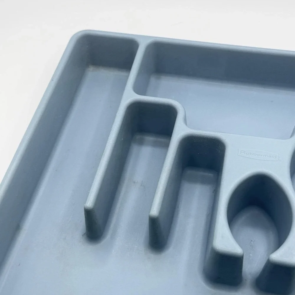 Vintage 1991 Rubbermaid Blue Silverware Flatware Utensil Holder Country Cutlery